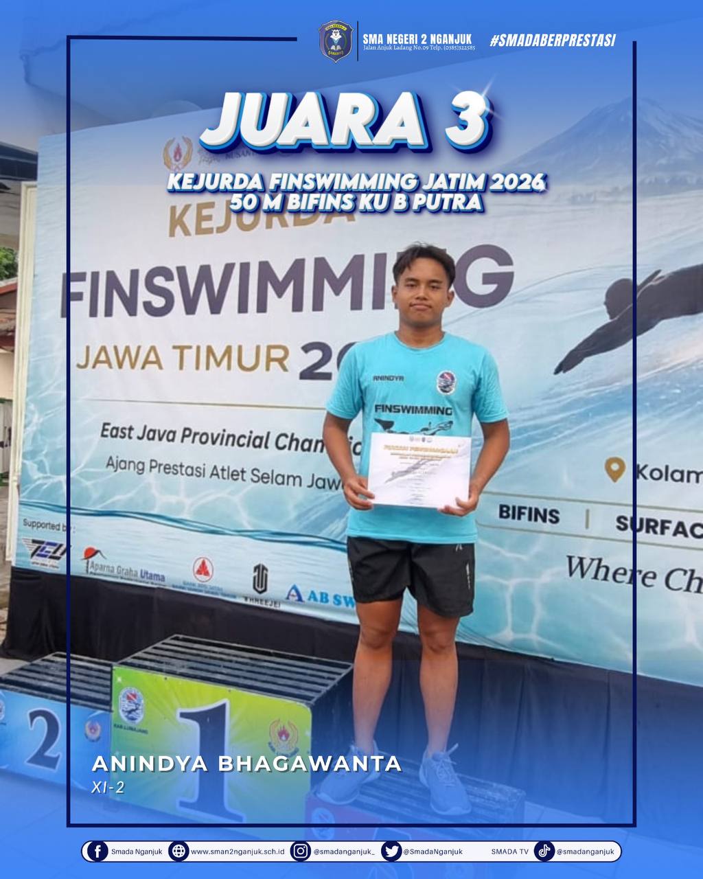 Juara 3 Finswimming Jatim 2026 50 M BIFINS KU B PUTRA